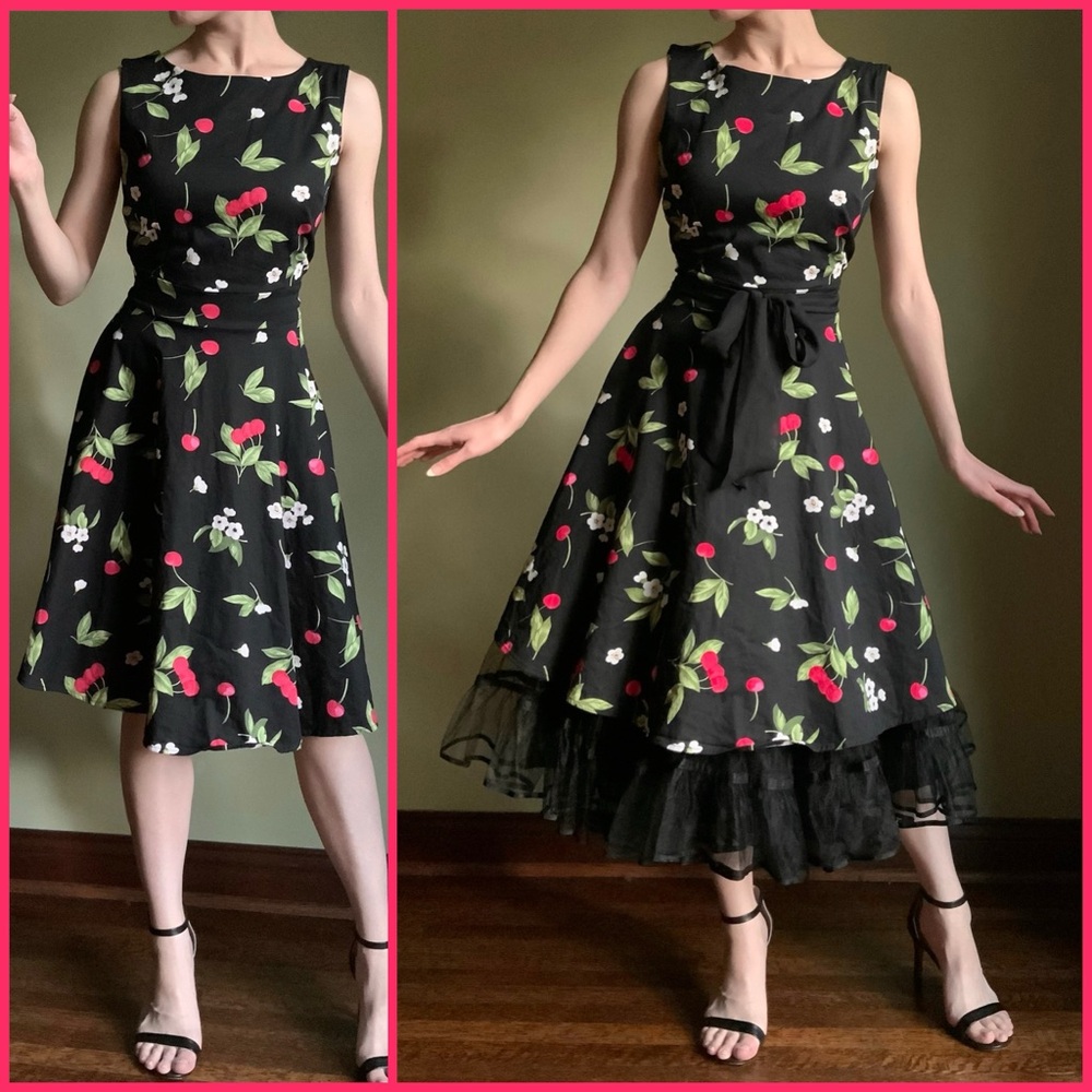 Cherry Print Fit & Flare Dress